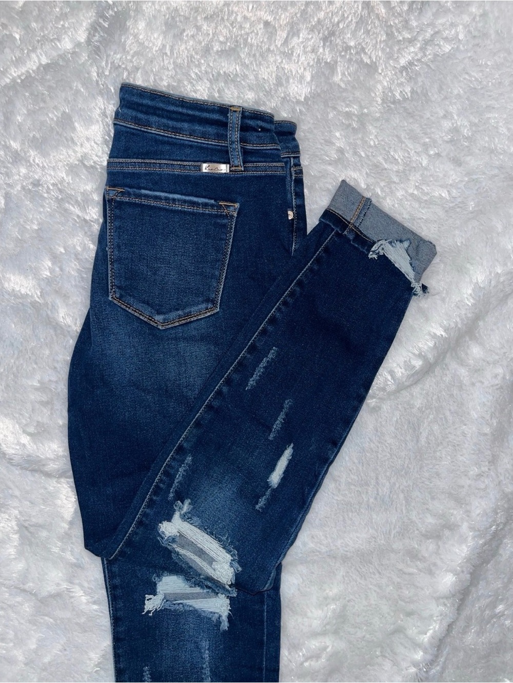 KanCan Dark Blue Distressed Skinny Jeans - Picture 5 of 5